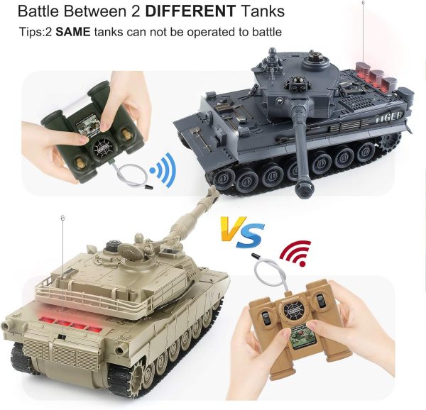 Rc Tanks, 1:28 M1A2 American Remote Control Tank for Kids Boys, 9 Channels Army Battle RC Tank with Realistic Sound and Light, RC Military Vehicles Tank Toys for Kids Boys Girls (Khaki) - Image 4