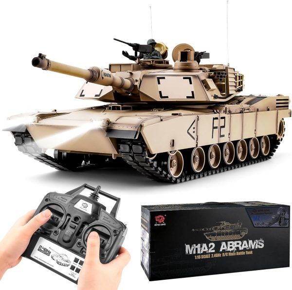 Heng Long RC Tank 1/16 Scale 2.4ghz US M1A2 Abrams Army Tank Model,Remote Control Tanks with Sound and Light,Military Tank RC All Terrain Off-Road Toys for 14+ Boys or Adults - Image 2