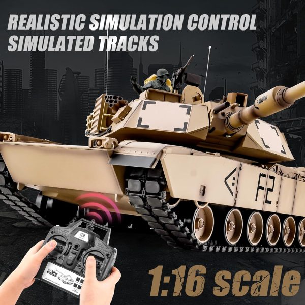 Heng Long RC Tank 1/16 Scale 2.4ghz US M1A2 Abrams Army Tank Model,Remote Control Tanks with Sound and Light,Military Tank RC All Terrain Off-Road Toys for 14+ Boys or Adults - Image 4