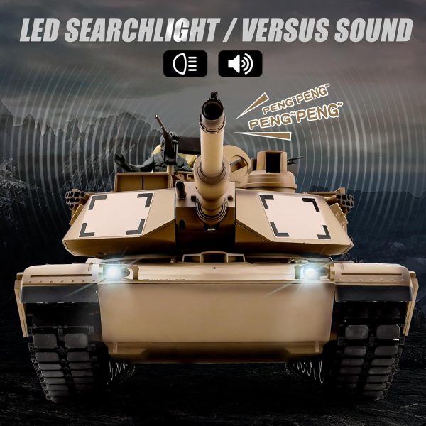 Heng Long RC Tank 1/16 Scale 2.4ghz US M1A2 Abrams Army Tank Model,Remote Control Tanks with Sound and Light,Military Tank RC All Terrain Off-Road Toys for 14+ Boys or Adults - Image 5