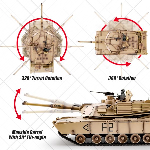 Heng Long RC Tank 1/16 Scale 2.4ghz US M1A2 Abrams Army Tank Model,Remote Control Tanks with Sound and Light,Military Tank RC All Terrain Off-Road Toys for 14+ Boys or Adults - Image 6