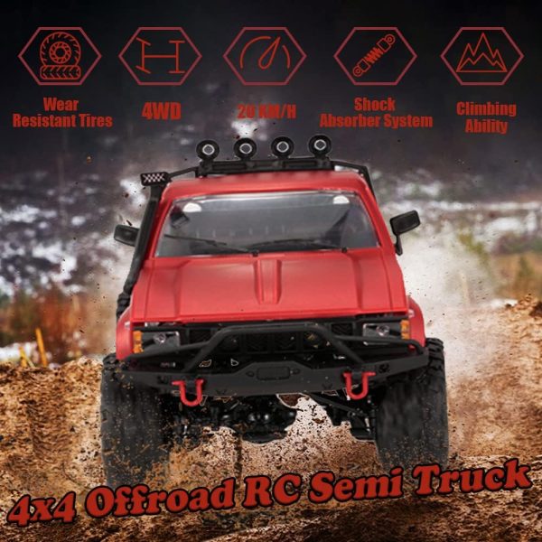 The perseids RC Crawler Offroad RC Truck WPL C14 RC Rock Crawler 4x4 1/16 Scale Remote Control Trucks, 2.4G Semi Trucks All Terrain Car RTR Hobby RC Pickup for Adults - Image 4