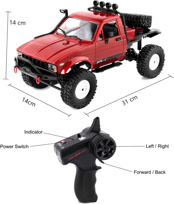 The perseids RC Crawler Offroad RC Truck WPL C14 RC Rock Crawler 4x4 1/16 Scale Remote Control Trucks, 2.4G Semi Trucks All Terrain Car RTR Hobby RC Pickup for Adults - Image 9