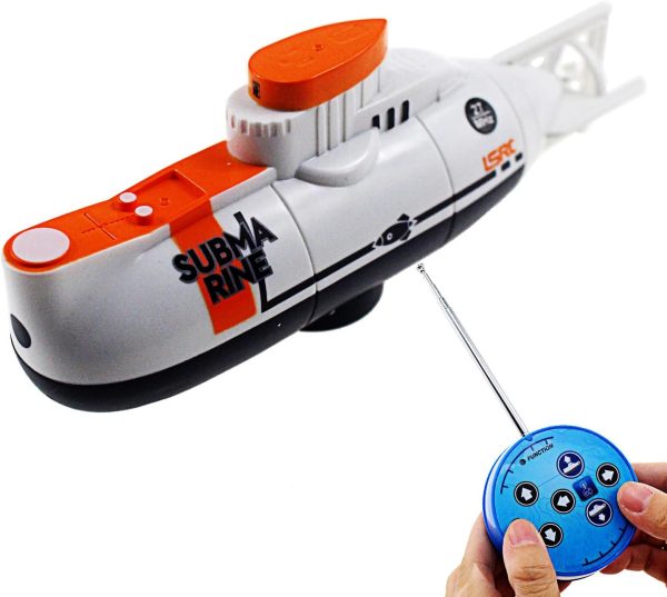 Tipmant RC Submarine Toy Remote Control Boat Underwater Diving Waterproof for Fish Water Tank Kids Birthday Gift (White) - Image 2