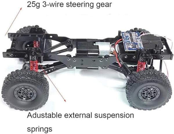 WPL C54-1 RC Crawler 1/16 RC Truck Off Road RC Rock Crawler 4x4 All Terrain RTR with Proportional Control 260 Motor Upgraded Chassis Counter Rotating Gearbox 2 Batteries Hobby Toy Adult - Image 8