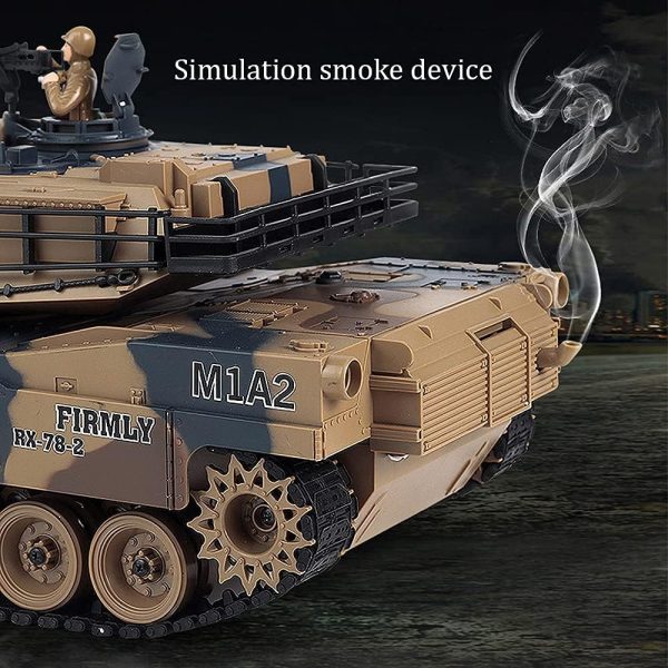 fisca 1/18 Remote Control Tank 2.4Ghz, 15 Channel M1A2 RC Tank with Smoking - Abrams Main Battle Tank That Shoot BBS Airsoft Bullets Military Toy for Kids and Adults - Image 3