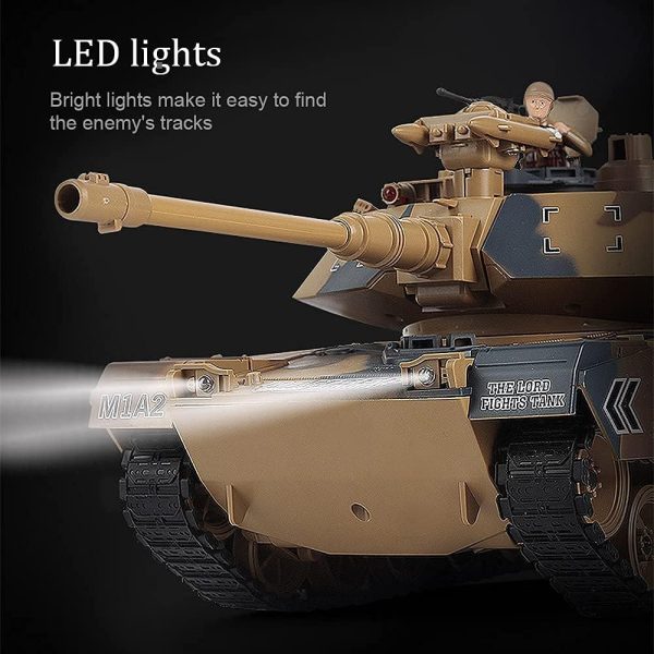 fisca 1/18 Remote Control Tank 2.4Ghz, 15 Channel M1A2 RC Tank with Smoking - Abrams Main Battle Tank That Shoot BBS Airsoft Bullets Military Toy for Kids and Adults - Image 4