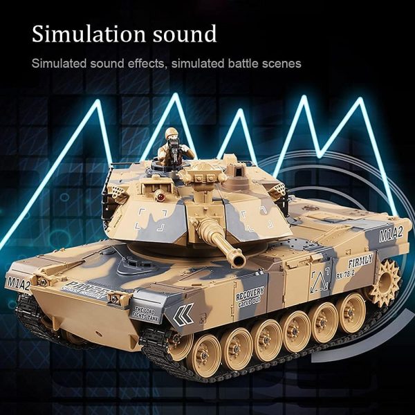 fisca 1/18 Remote Control Tank 2.4Ghz, 15 Channel M1A2 RC Tank with Smoking - Abrams Main Battle Tank That Shoot BBS Airsoft Bullets Military Toy for Kids and Adults - Image 5