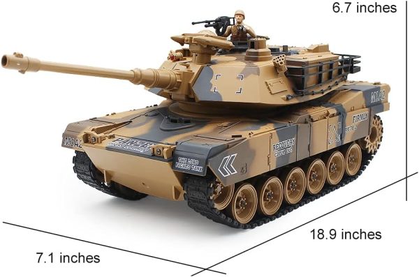 fisca 1/18 Remote Control Tank 2.4Ghz, 15 Channel M1A2 RC Tank with Smoking - Abrams Main Battle Tank That Shoot BBS Airsoft Bullets Military Toy for Kids and Adults - Image 8