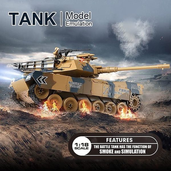 fisca 1/18 Remote Control Tank 2.4Ghz, 15 Channel M1A2 RC Tank with Smoking - Abrams Main Battle Tank That Shoot BBS Airsoft Bullets Military Toy for Kids and Adults - Image 9