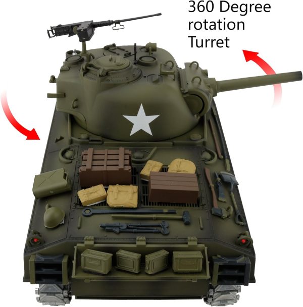 Modified TK7.0 Edition 1/16 2.4ghz Remote Control US M4A3 Sherman Tank Model(360-Degree Rotating Turret)(Steel Gear Gearbox)(3800mah Battery)(Metal Tracks &Sprocket Wheel & Idle Wheel) - Image 5