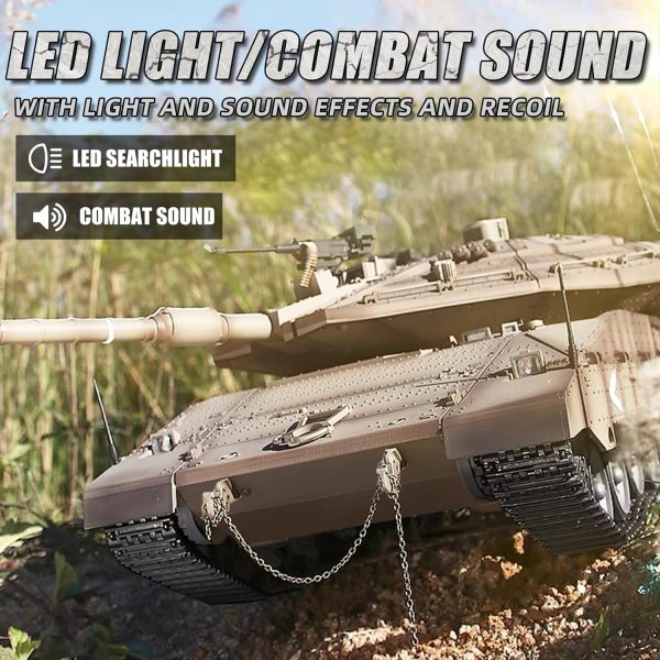 RC Tank HengLong IDF MERKAVA MKIV, 1:16 Merkava Main Battle Tank MK4 Model, 2.4ghz Remote Control Tank Vehicles with Sound & Light for Ages 14+ - Image 4