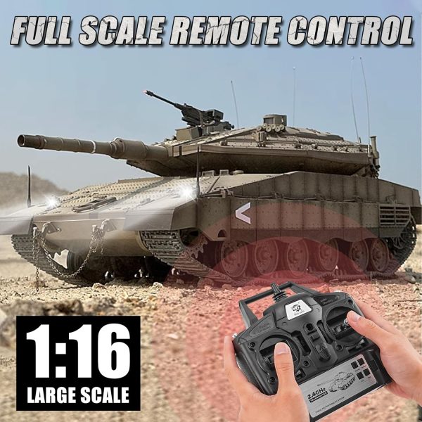 RC Tank HengLong IDF MERKAVA MKIV, 1:16 Merkava Main Battle Tank MK4 Model, 2.4ghz Remote Control Tank Vehicles with Sound & Light for Ages 14+ - Image 5