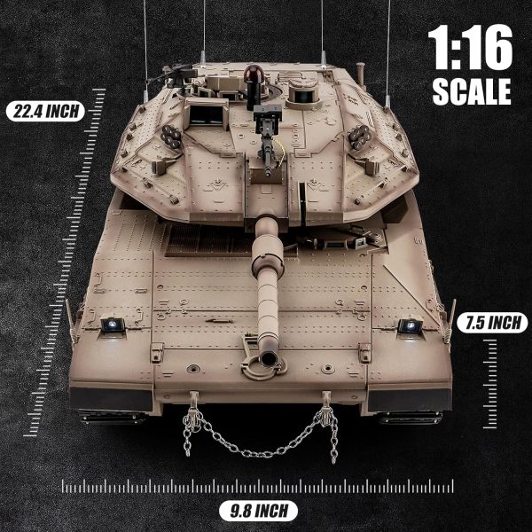 RC Tank HengLong IDF MERKAVA MKIV, 1:16 Merkava Main Battle Tank MK4 Model, 2.4ghz Remote Control Tank Vehicles with Sound & Light for Ages 14+ - Image 7