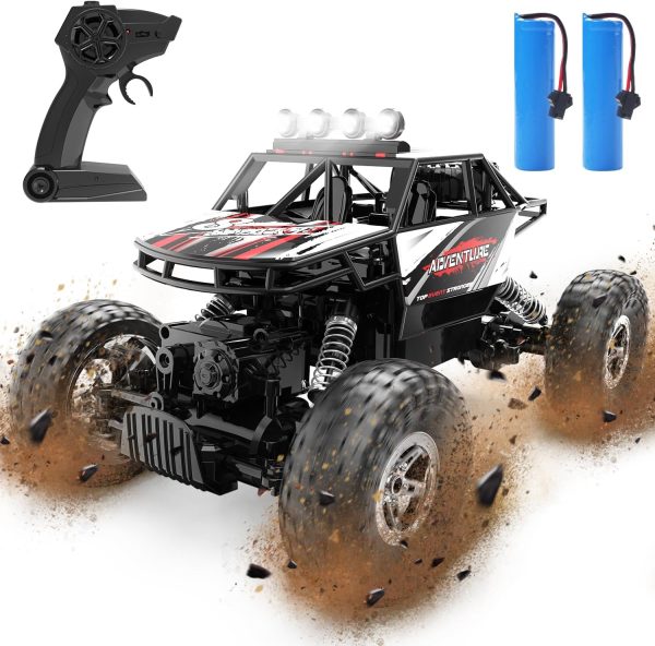 DEERC DE45 RC Cars Remote Control Car 1:14 Off Road Monster Truck,Metal Shell 4WD Dual Motors LED Headlight Rock Crawler,2.4Ghz All Terrain Hobby Truck with 2 Batteries for 90 Min Play,Boy Adult Gifts - Image 2