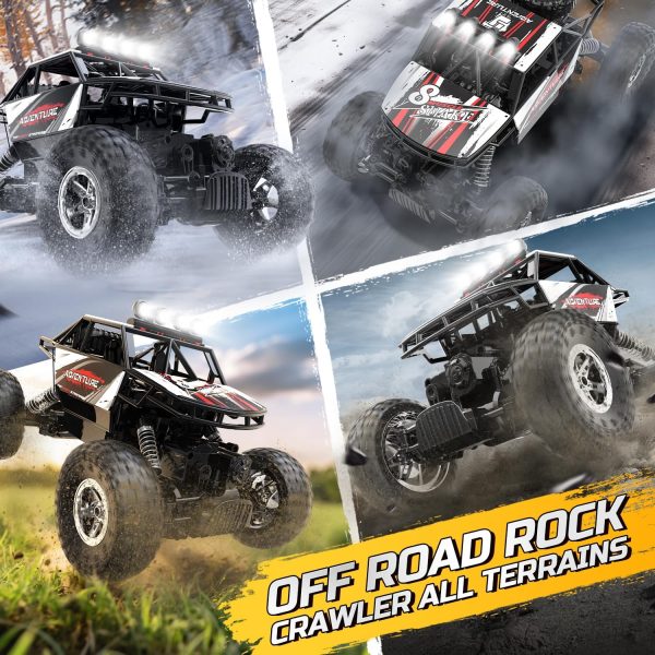 DEERC DE45 RC Cars Remote Control Car 1:14 Off Road Monster Truck,Metal Shell 4WD Dual Motors LED Headlight Rock Crawler,2.4Ghz All Terrain Hobby Truck with 2 Batteries for 90 Min Play,Boy Adult Gifts - Image 7