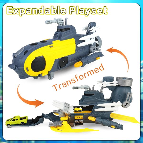 CORPER TOYS Ocean Submarine Toys Playset for Kids with Sea Animals and Vehicles Set Toy Gift for Birthday Christmas - Image 3