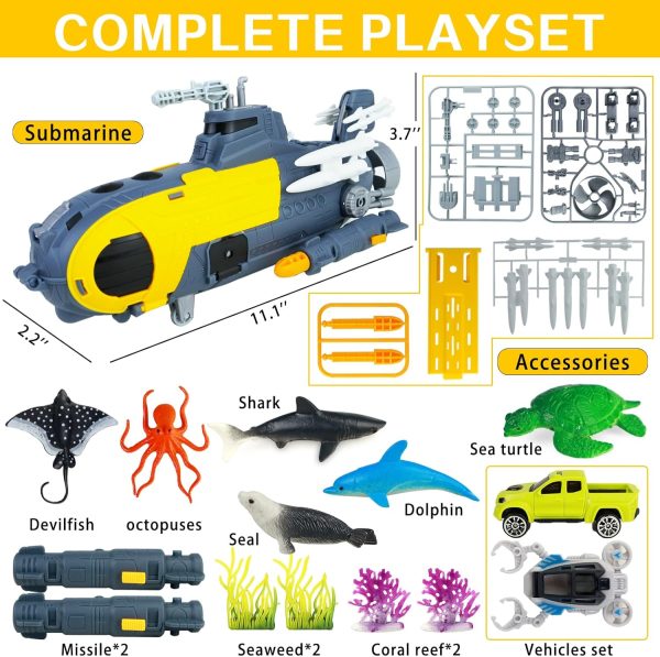 CORPER TOYS Ocean Submarine Toys Playset for Kids with Sea Animals and Vehicles Set Toy Gift for Birthday Christmas - Image 5