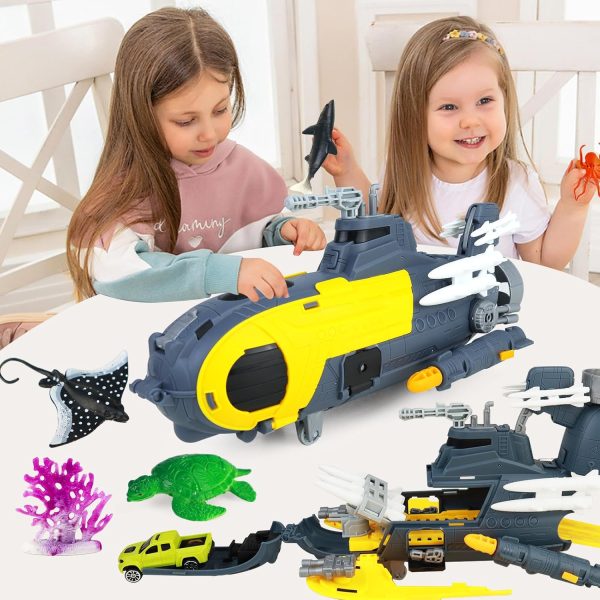 CORPER TOYS Ocean Submarine Toys Playset for Kids with Sea Animals and Vehicles Set Toy Gift for Birthday Christmas - Image 7