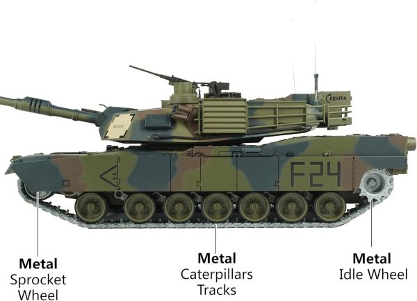 Heng Long Modified Edition 1/16 2.4ghz Remote Control US M1A2 Abrams Tank Camouflage Color(360-Degree Rotating Turret)(Steel Gear Gearbox)(3800mah Battery)(Metal Tracks &Sprocket Wheel & Idle Wheel) - Image 3