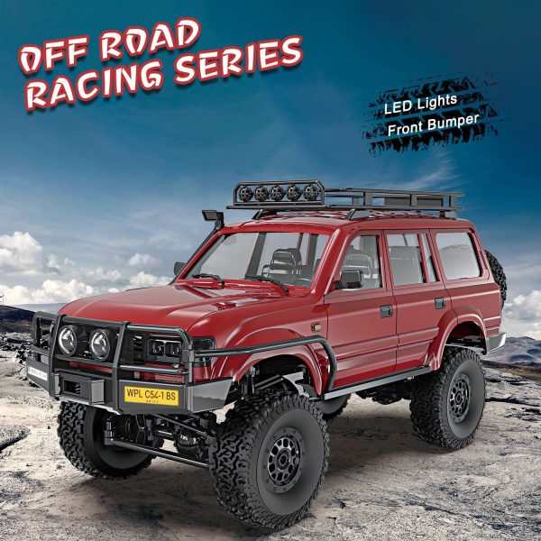 RC Crawler 1/16 Scale RC Rock Crawler, WPL C54 All Terrain RC Car RTR 4x4 Off-Road Remote Control Trucks with LED Lights and Two Batteries for Kids and Adults - Image 3