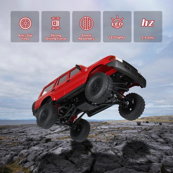 RC Crawler 1/16 Scale RC Rock Crawler, WPL C54 All Terrain RC Car RTR 4x4 Off-Road Remote Control Trucks with LED Lights and Two Batteries for Kids and Adults - Image 4