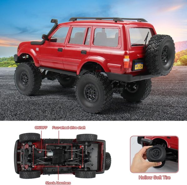 RC Crawler 1/16 Scale RC Rock Crawler, WPL C54 All Terrain RC Car RTR 4x4 Off-Road Remote Control Trucks with LED Lights and Two Batteries for Kids and Adults - Image 5