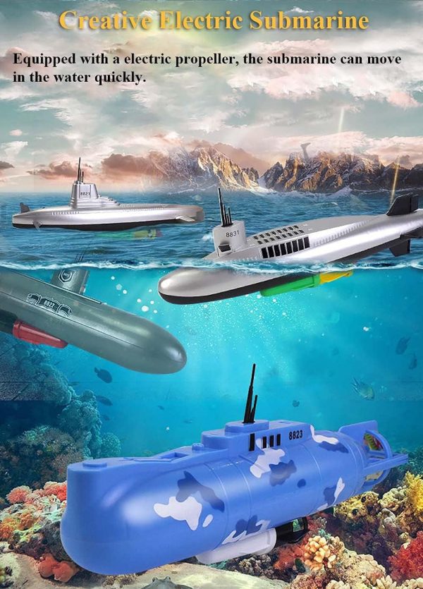 Electric Submarine Toy Funny Pigboat Bath Toy Military Submarine Model Toy SUB Water Toy Bathtub Submarine Floating Toy for Kids (8823) - Image 3