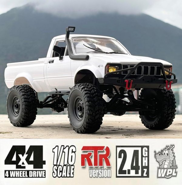 WPL C24-1 RC Rock Crawler 4x4 RC Truck Off Road 1/16 RC Crawler, Remote Control Truck Pickup RTR All Terrain 2.4 GHz with Proportional Throttle Steering Independent Suspension for Adults - Image 4