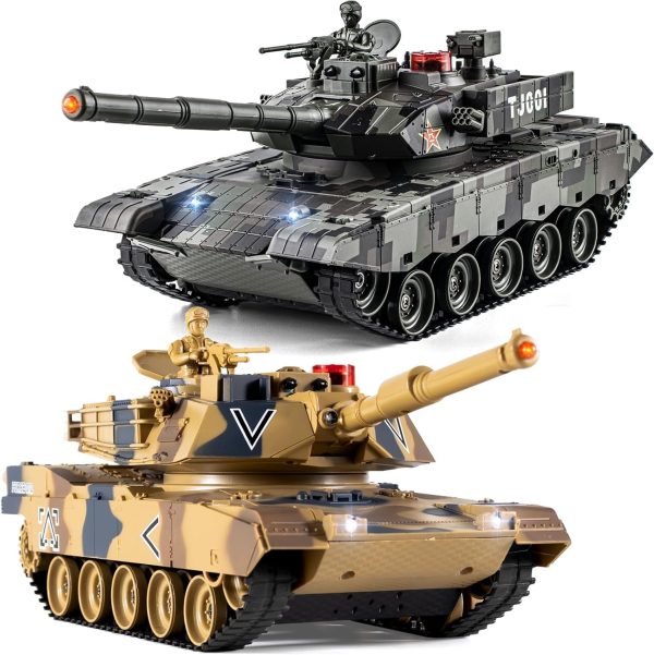 1/24 RC Battle Tank Set, Remote Control US M1A2 Abrams and Chinese Type 99 Model Tank That Shoots for Kids and Adults, 2.4G Army Toy for Boys Age 6+ Year Old with Sound, Lights and Smoke - Image 2