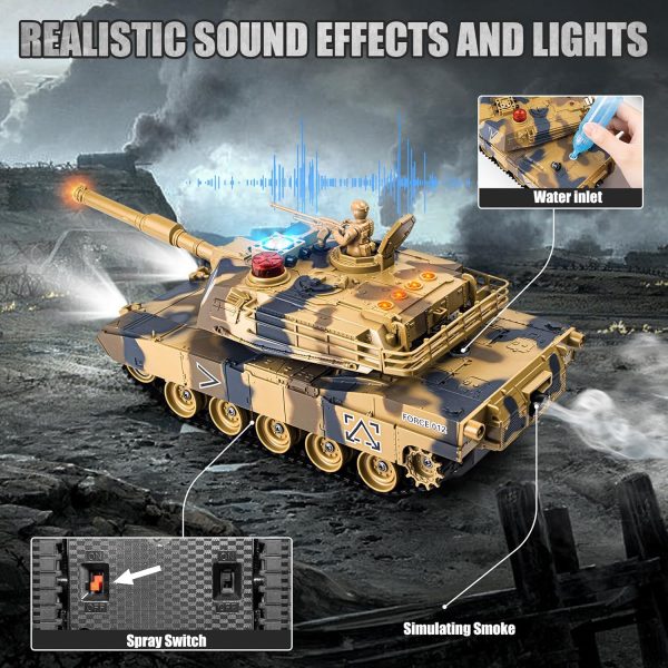 1/24 RC Battle Tank Set, Remote Control US M1A2 Abrams and Chinese Type 99 Model Tank That Shoots for Kids and Adults, 2.4G Army Toy for Boys Age 6+ Year Old with Sound, Lights and Smoke - Image 3