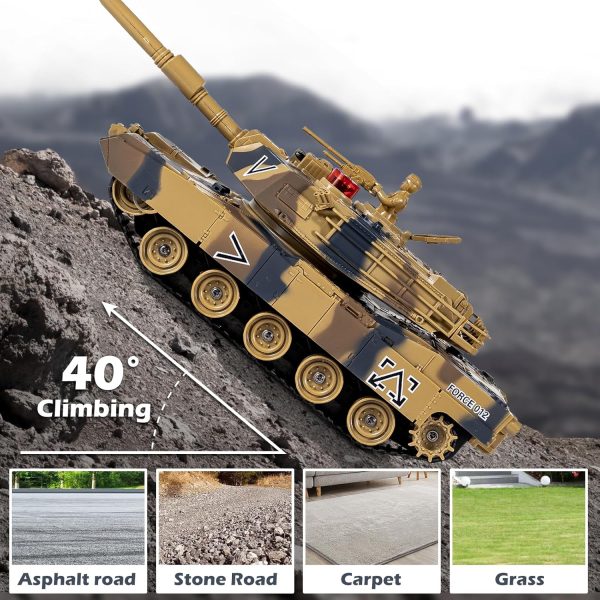 1/24 RC Battle Tank Set, Remote Control US M1A2 Abrams and Chinese Type 99 Model Tank That Shoots for Kids and Adults, 2.4G Army Toy for Boys Age 6+ Year Old with Sound, Lights and Smoke - Image 7