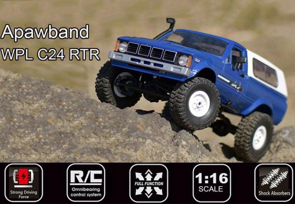 RC Crawler WPL C24 RC Rock Crawler RC Truck 4x4 Off Road RTR, 1/16 Scale Remote Control Truck All Terrain 2.4 Ghz with Proportional Steering LED Lights Hobby Toys Adult - Image 6