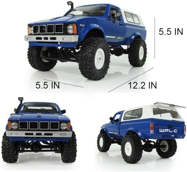 RC Crawler WPL C24 RC Rock Crawler RC Truck 4x4 Off Road RTR, 1/16 Scale Remote Control Truck All Terrain 2.4 Ghz with Proportional Steering LED Lights Hobby Toys Adult - Image 7