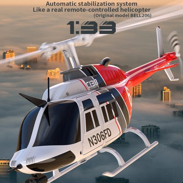 C138 Remote Control Helicopter, 1:33 Scale Bell206 Helicopter 2.4G 6CH RTF Single Propeller Aileron Free, Optical Flow Positioning, Six-axis Gyroscope Stabilization Gift for Adults 1 Batteries - Image 3