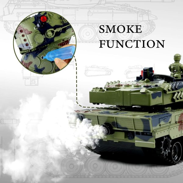 Remote Control Tank for Boys,1:24 RC Army Tank,Alloy Material with Smoke,Lights & Sounds,Panther Tank Toy,Great Gift Toy for Kids - Image 4