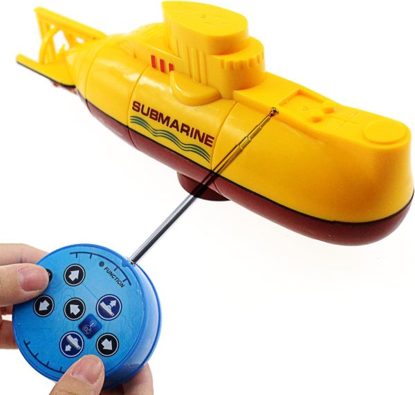 Tipmant Mini RC Submarine Toy Remote Control Boat Underwater Electric Diving Water Fish Tank Kids Birthday Gift (Yellow) - Image 2