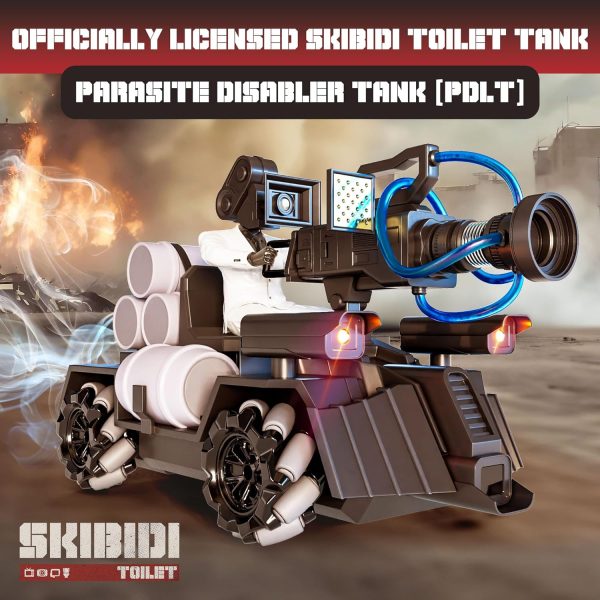 Force1 Officially Licensed Skibidi Toilet Toy Cameraman Figure PDLT Tank RC Truck- Parasite Disabler Remote Control Car, Rechargeable RC Cars with Camera, LED, WiFi 1080p FPV Video Recording RC Car - Image 3