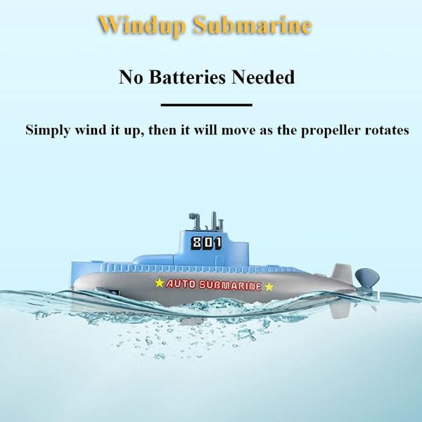 Windup Submarine Bath Toy Clockwork Pigboat Floating Toy SUB Tub Toy Swimming Bathtub Toy Water Toy Fish Tank Toy Submarine Model Toy for Boys and Girls - Image 3