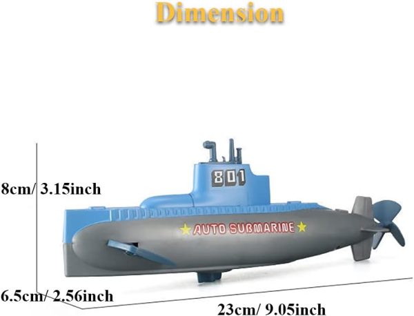 Windup Submarine Bath Toy Clockwork Pigboat Floating Toy SUB Tub Toy Swimming Bathtub Toy Water Toy Fish Tank Toy Submarine Model Toy for Boys and Girls - Image 7