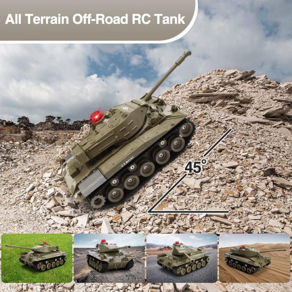 Remote Control Tank for Kids, M41A3 American Army Battle Tank, Programmable RC Tanks with Lights & Realistic Sounds, RC Military All Terrain Off-Road Vehicles, Great Gift Tank Toy for Boys - Image 4