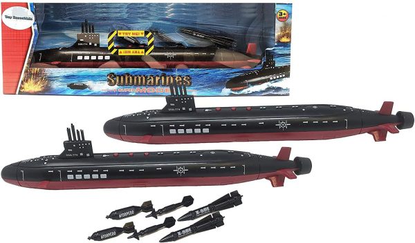 16.5 Inch Toy Navy Black Submarine with Sound Effects and Torpedo (2 Pack) - Image 2