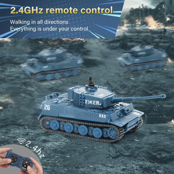 1:72 Mini RC Tank Car – 2.4GHz Remote Control Military Armored Vehicle with 360° Rotating Turret, Realistic Sound, Recoil, and Durable Tracks Perfect for Tank Battles & Simulation Games - Image 5