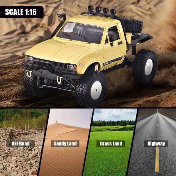 Mostop RC Car C14 Rock Crawler RC Truck 4x4 Climbing Vehicle with 2 Batteries, 2.4 Ghz Remote Control Car All Terrain Rock Crawler RC Car with Light & 2 Batteries, 4WD Off Road Hobby RC Cars for Boys - Image 5