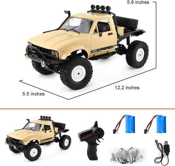 Mostop RC Car C14 Rock Crawler RC Truck 4x4 Climbing Vehicle with 2 Batteries, 2.4 Ghz Remote Control Car All Terrain Rock Crawler RC Car with Light & 2 Batteries, 4WD Off Road Hobby RC Cars for Boys - Image 7