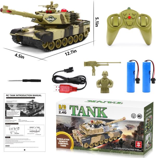 Remote Control Tank for Boys - Kids Simulated Army Tank Toy, 1:28 Scale 8 Channels RC Tanks with Toy Soldiers, 2 Batteries, Rotating Turret & Sound, Military Toys Great Gift for Boys Age 8 9 10 - Image 7