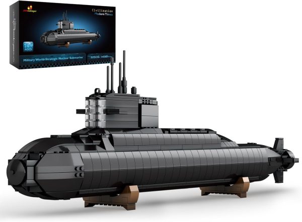 JMBricklayer Nuclear Submarine Building Sets - Military Submarine Toys with Lights, WW2 History Collectible Home Decor Battleship Construction Set, Army Toy Gifts for Boys Men Adults - Image 2