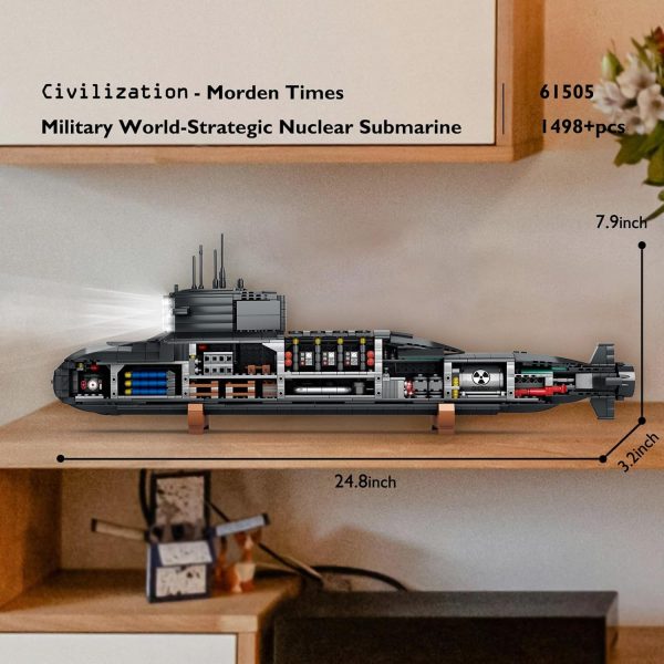 JMBricklayer Nuclear Submarine Building Sets - Military Submarine Toys with Lights, WW2 History Collectible Home Decor Battleship Construction Set, Army Toy Gifts for Boys Men Adults - Image 4