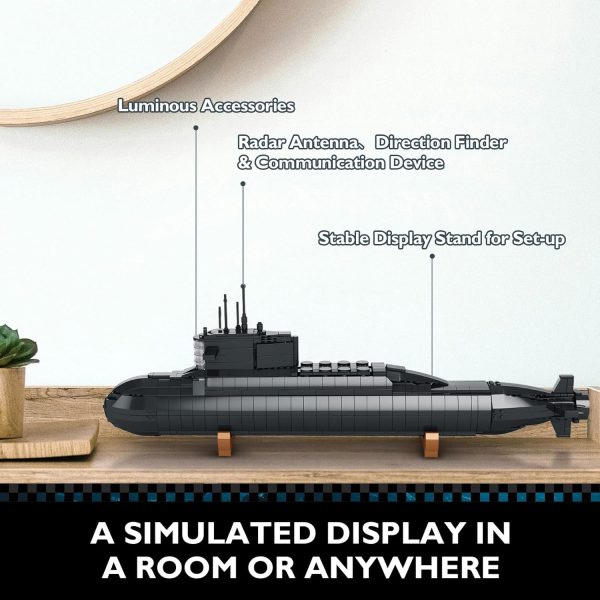 JMBricklayer Nuclear Submarine Building Sets - Military Submarine Toys with Lights, WW2 History Collectible Home Decor Battleship Construction Set, Army Toy Gifts for Boys Men Adults - Image 6