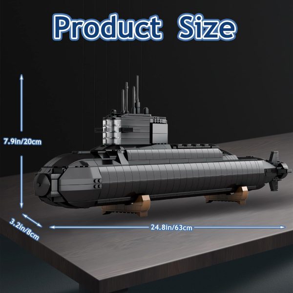 WW2 Military Submarine Building Block Toy Set – Nuclear Army War Battleship Model with Lights, Ideal Gift for 10, 12, 14, 16+ Year Olds Boys, Teens & Adults, Great for Home or Office Decor - 1498 PCS - Image 3